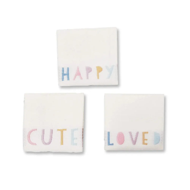 LOVED / HAPPY / CUTE - Klapp-Weblabel - Label-Set by Paul & Clara