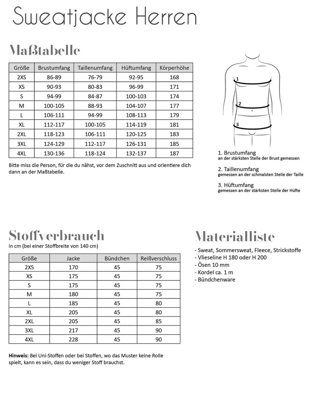 [Papierschnittmuster] Fadenkäfer - Sweatjacke Herren